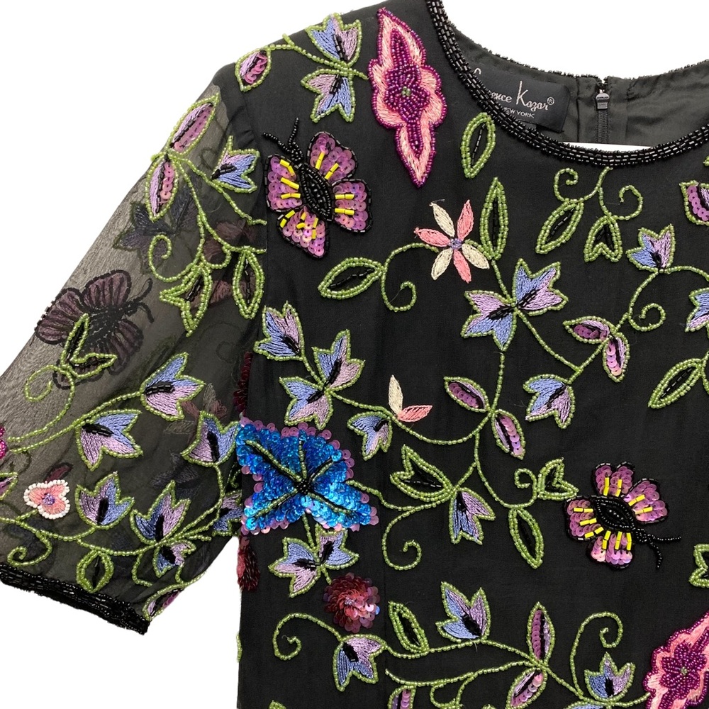 Vintage Laurence Kazar Silk Beaded and Embroidered Blouse